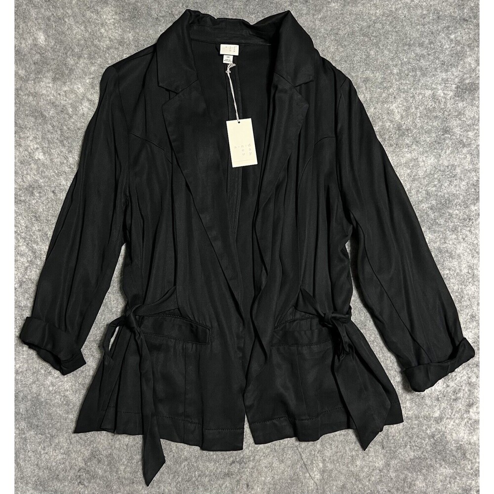 A New Day Open Front Blazer Jacket Women's 1X Black Lined Office Career NWT